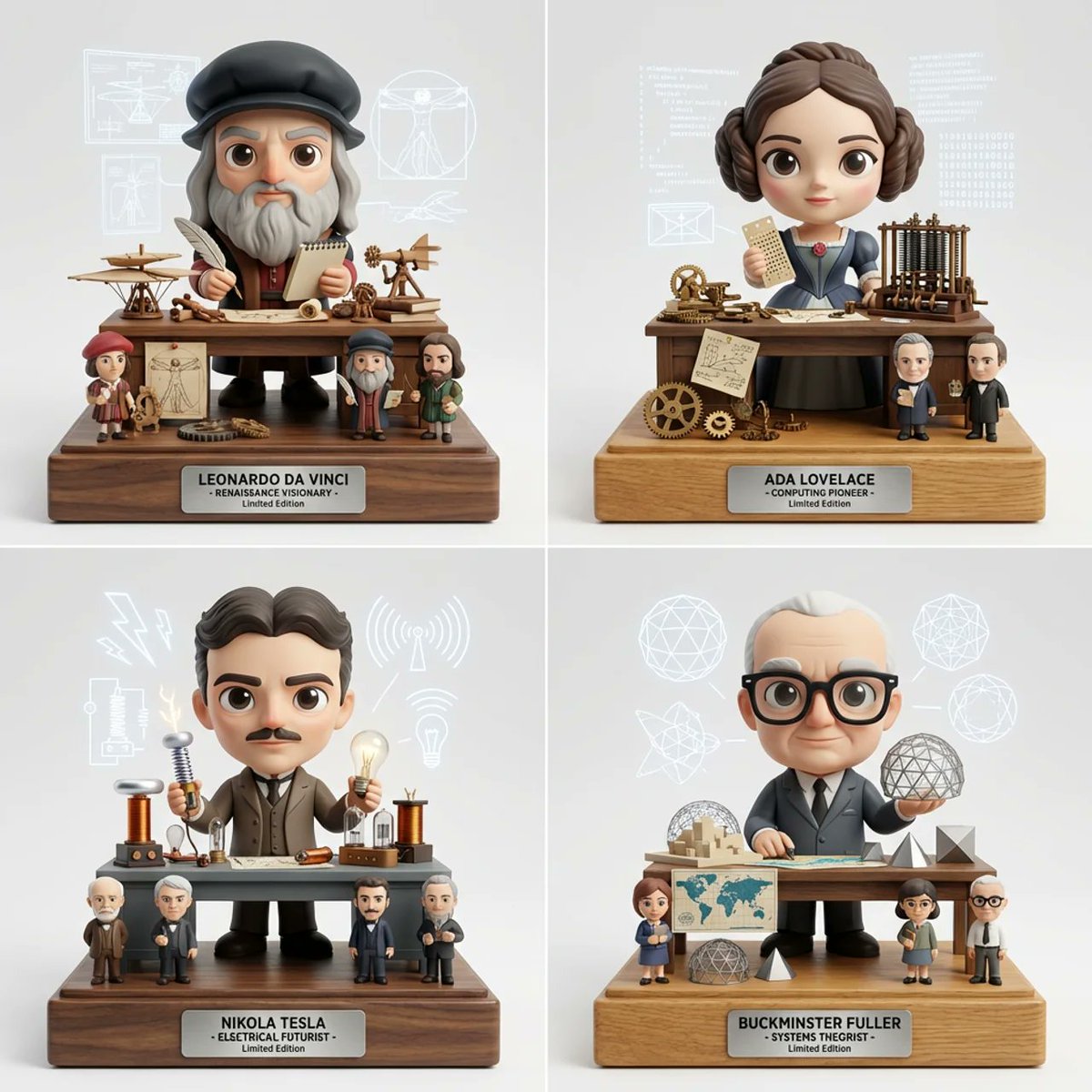 AIBoxBot最新教程：四位未来学家的黑胶微缩世界 | NanoBanana（附提示词） - AIBoxBot