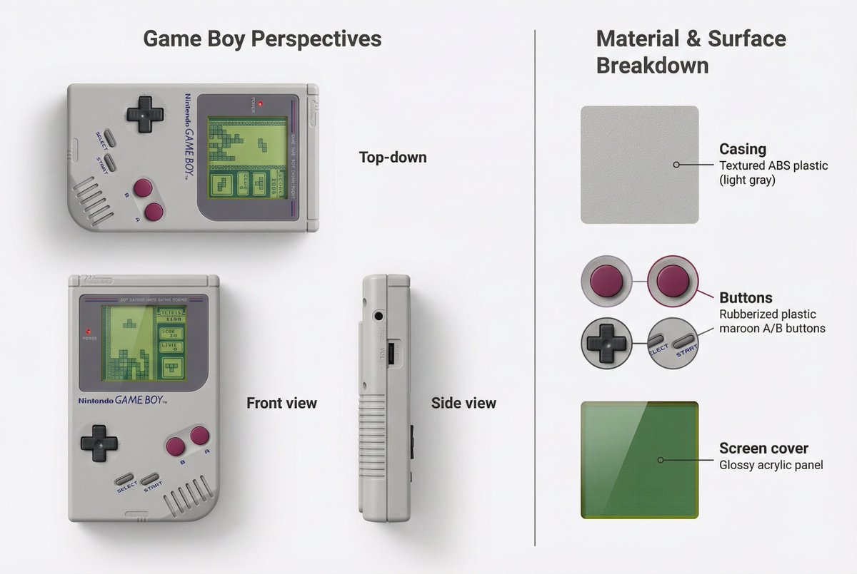 AIBoxBot案例解析：复古 Game Boy × Tetris 的写实产品海报提示词｜NanoBanana 提示词 - AIBoxBot