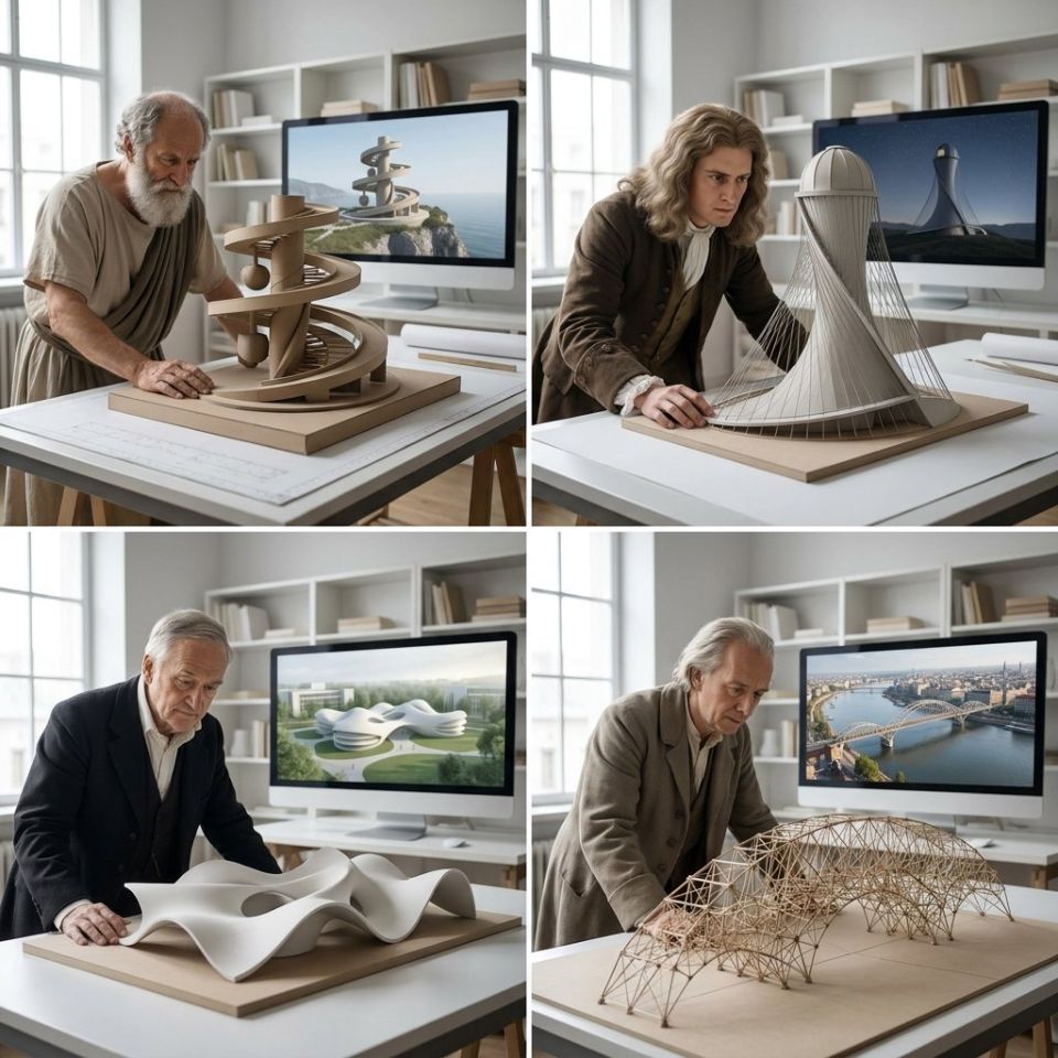 AIBoxBot视觉笔记：数学家变建筑师：有趣的角色转换实验｜NanoBanana 构图实操指南 - AIBoxBot