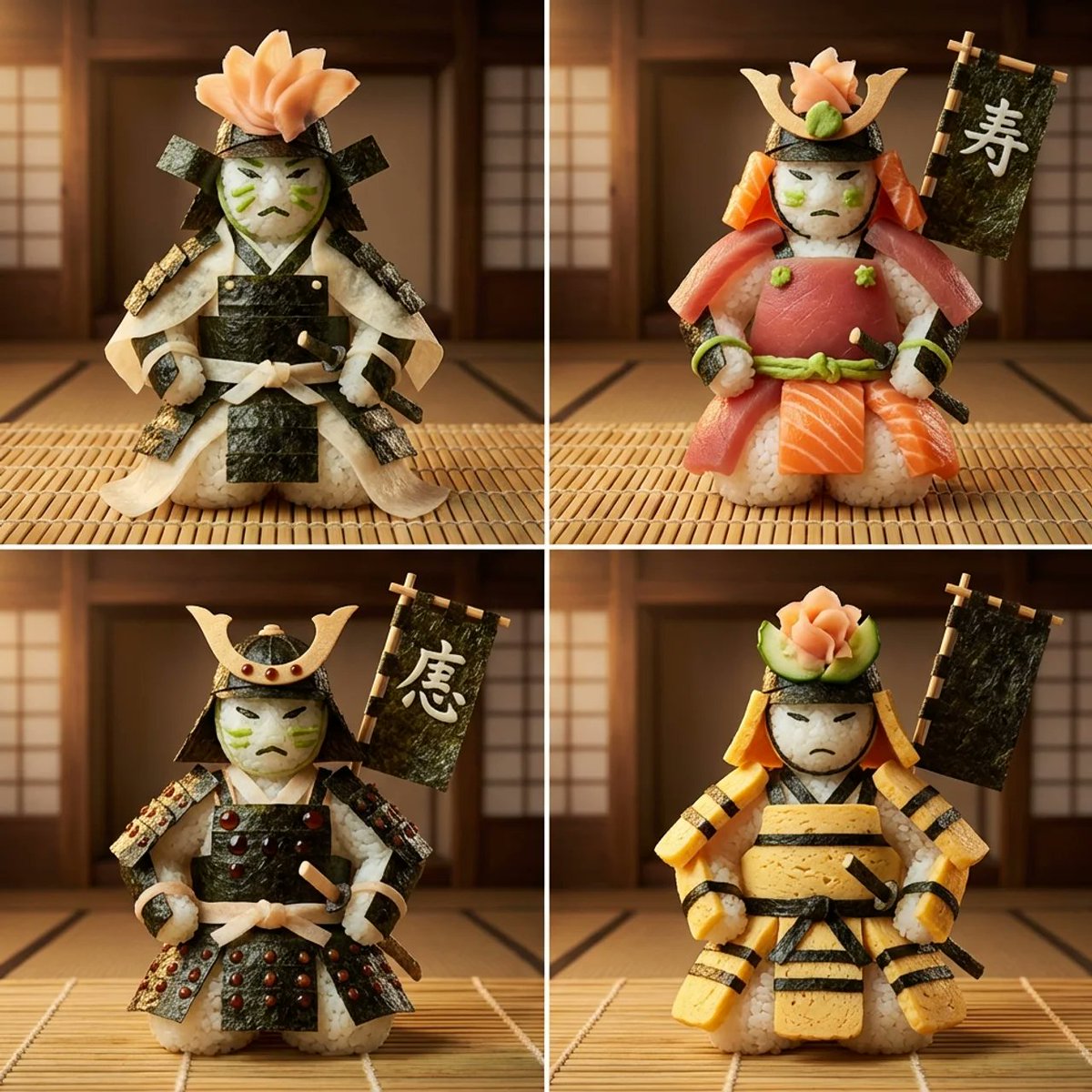 AIBoxBot风格练习：寿司战士小队：跨文化趣味设定｜NanoBanana 提示词分享 - AIBoxBot