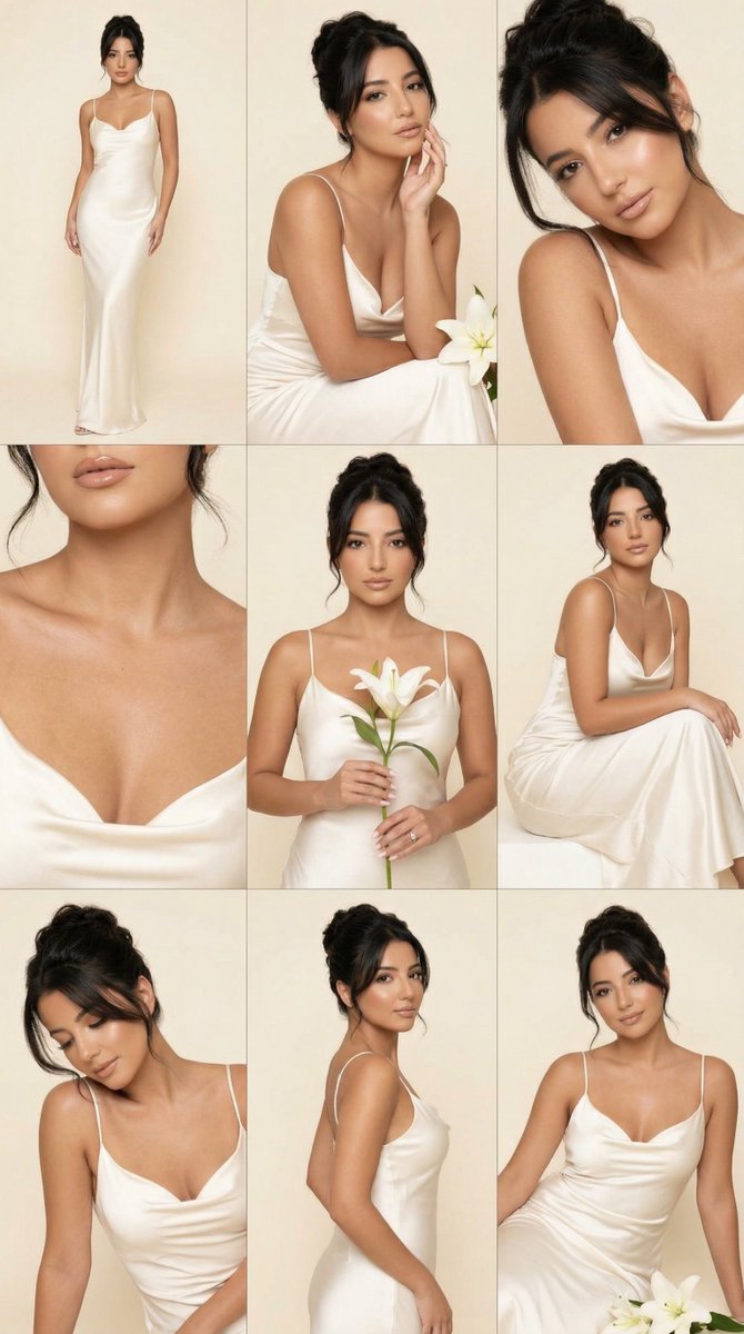 AIBoxBot构图进阶：白百合奢华九宫格广告海报示例｜NanoBanana 提示词 - AIBoxBot