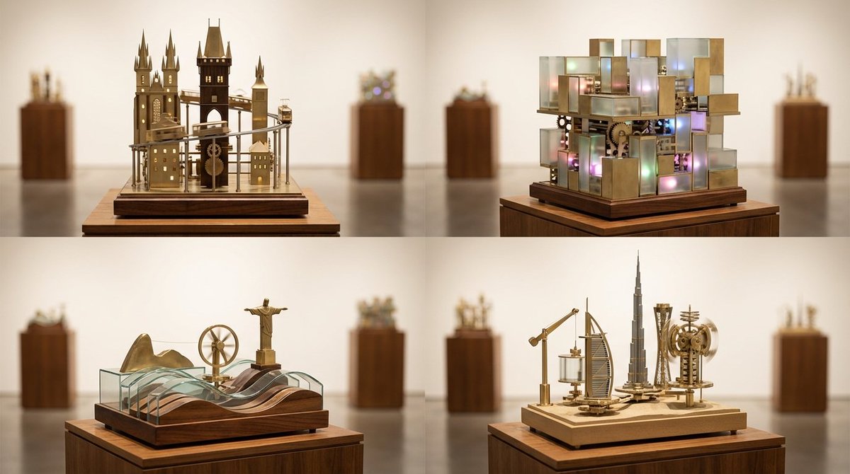 AIBoxBot创作练习：城市变身动态雕塑：NanoBanana Pro 实验｜NanoBanana 提示词分享 - AIBoxBot