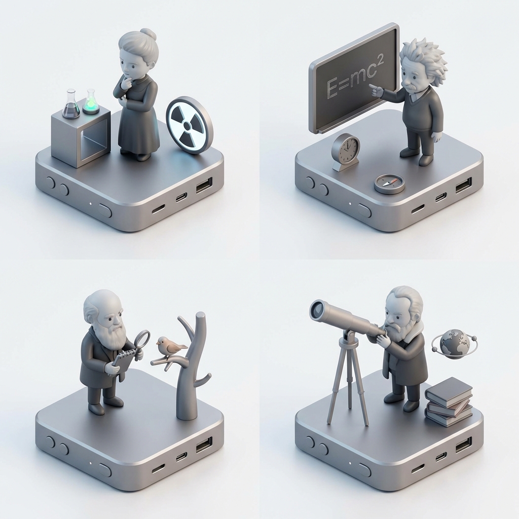 AIBoxBot最新教程：【金属质感科学家：2x2 立体展示】 | Midjourney（附提示词） - AIBoxBot