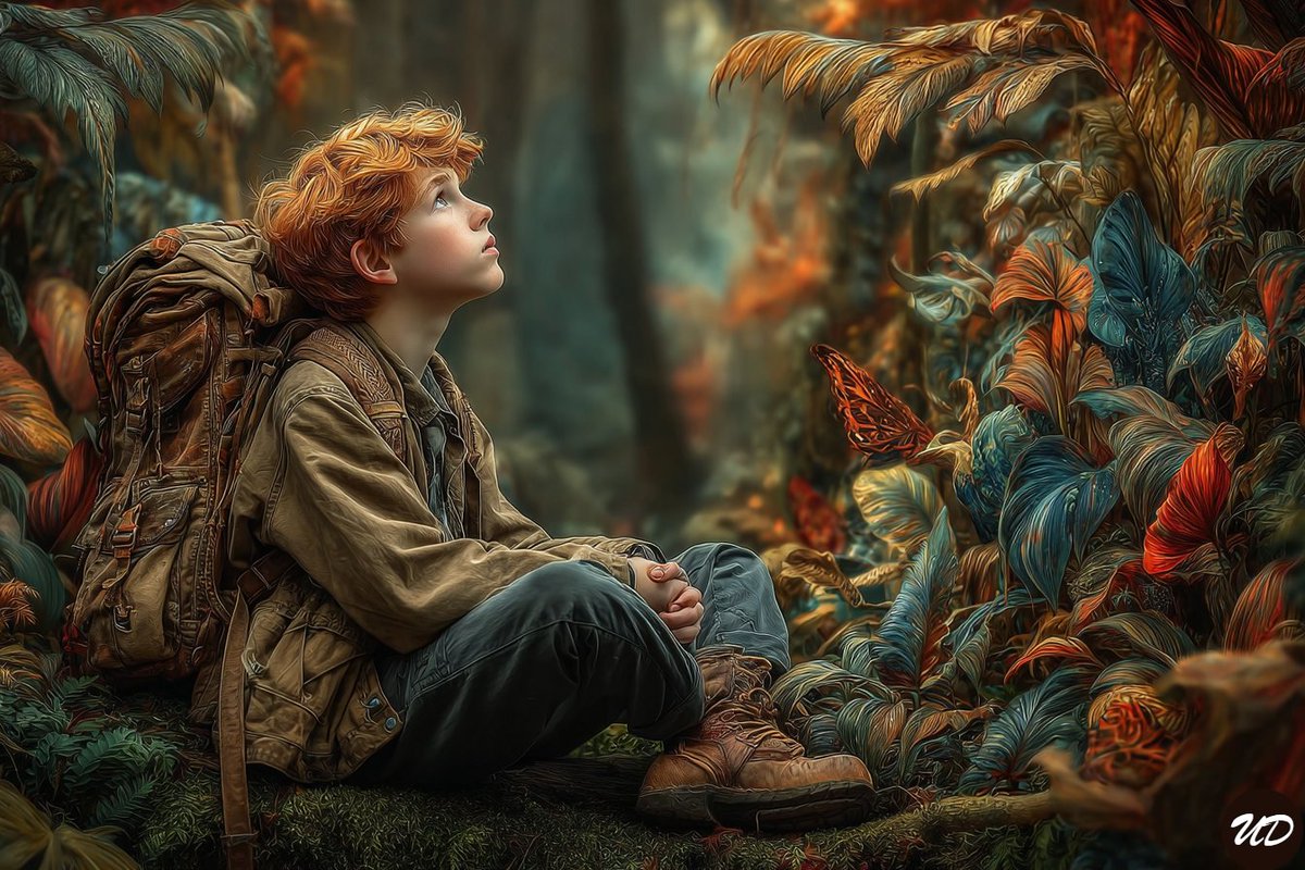 AIBoxBot实操指南：少年丛林徒步：暖色系插画练习(附提示词) - AIBoxBot