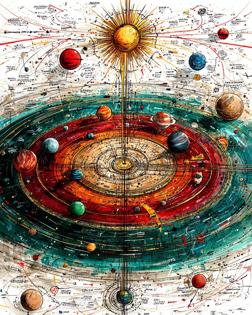 AIBoxBot视觉拆解：爆裂水彩宇宙图：科学感与手稿感并存｜Midjourney 教程 - AIBoxBot