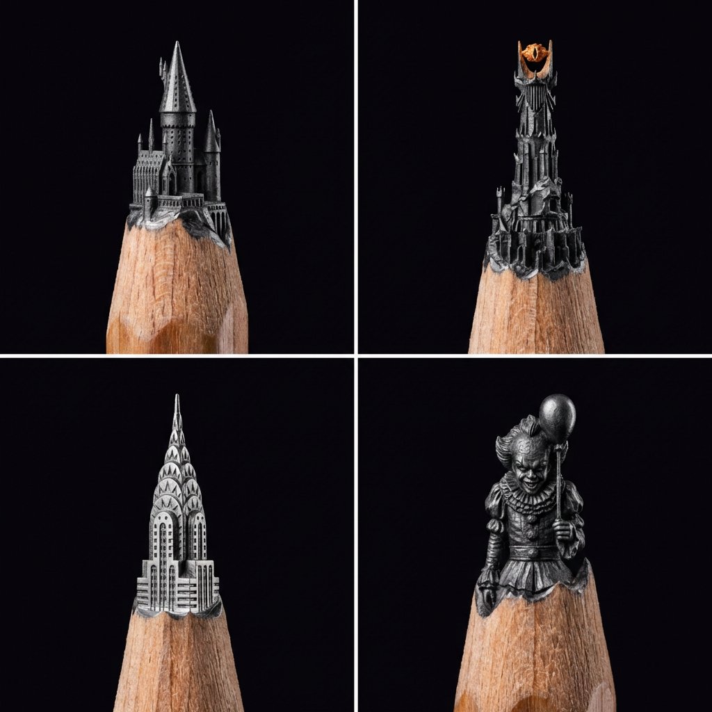 AIBoxBot构图拆解：4 本名著的小型纪念碑：叙事变成雕塑｜Midjourney 实操指南（附提示词） - AIBoxBot