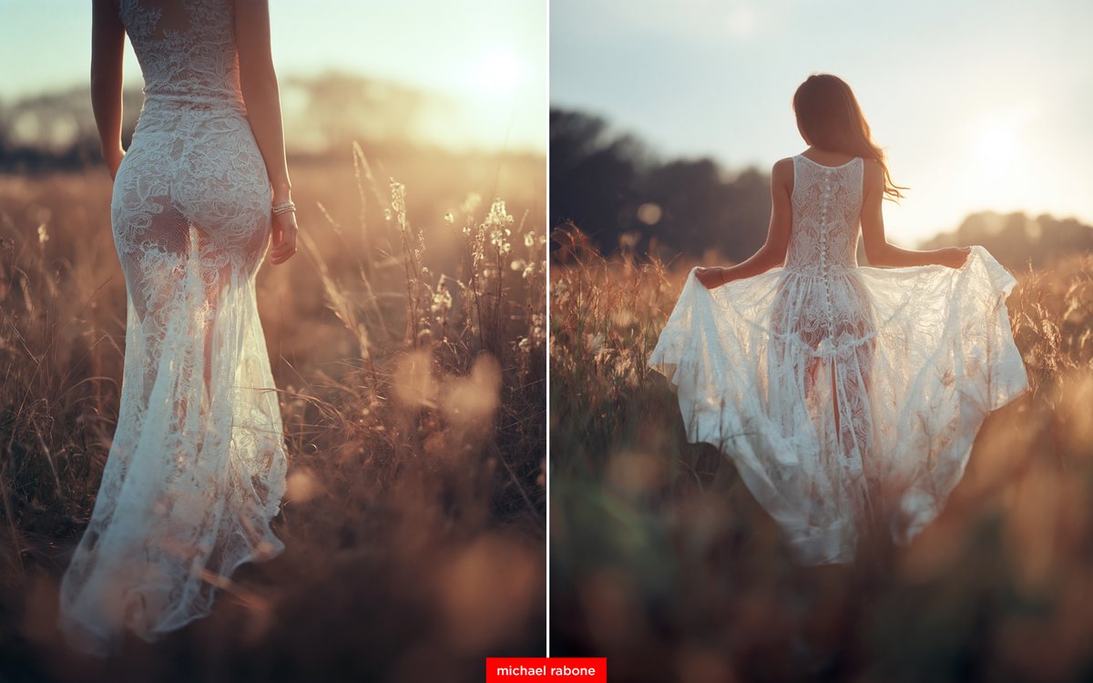 AIBoxBot视觉拆解：胶片婚纱：过期底片的金色田野｜Midjourney 教程 - AIBoxBot