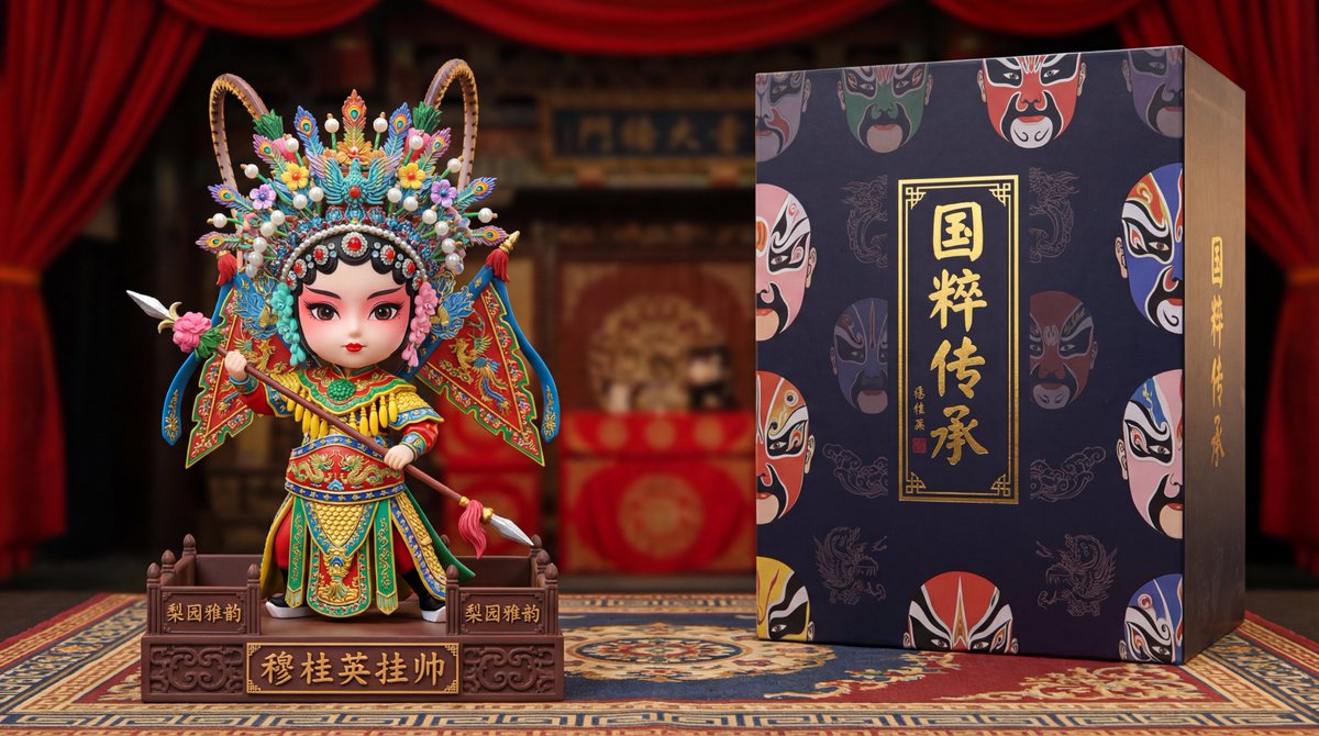 国粹戏曲×Q版手办：穆桂英挂帅设定 - AIBoxBot