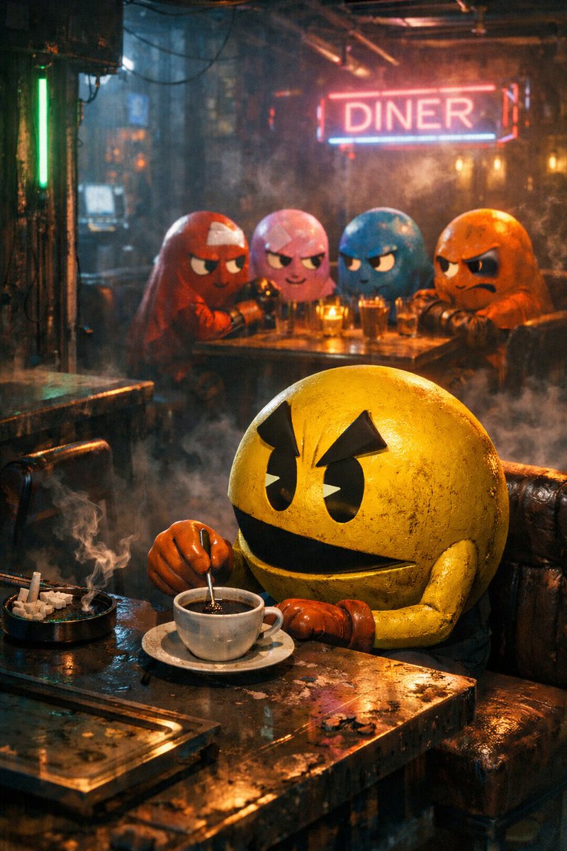 AIBoxBot构图进阶：赛博反乌托邦版吃豆人酒吧场景｜Midjourney 提示词 - AIBoxBot