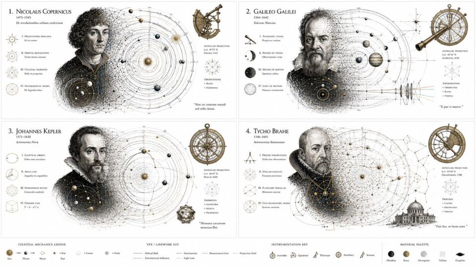 AIBoxBot最新教程：极简天文学肖像：轨道与星盘的组合设计 | Midjourney（附提示词） - AIBoxBot