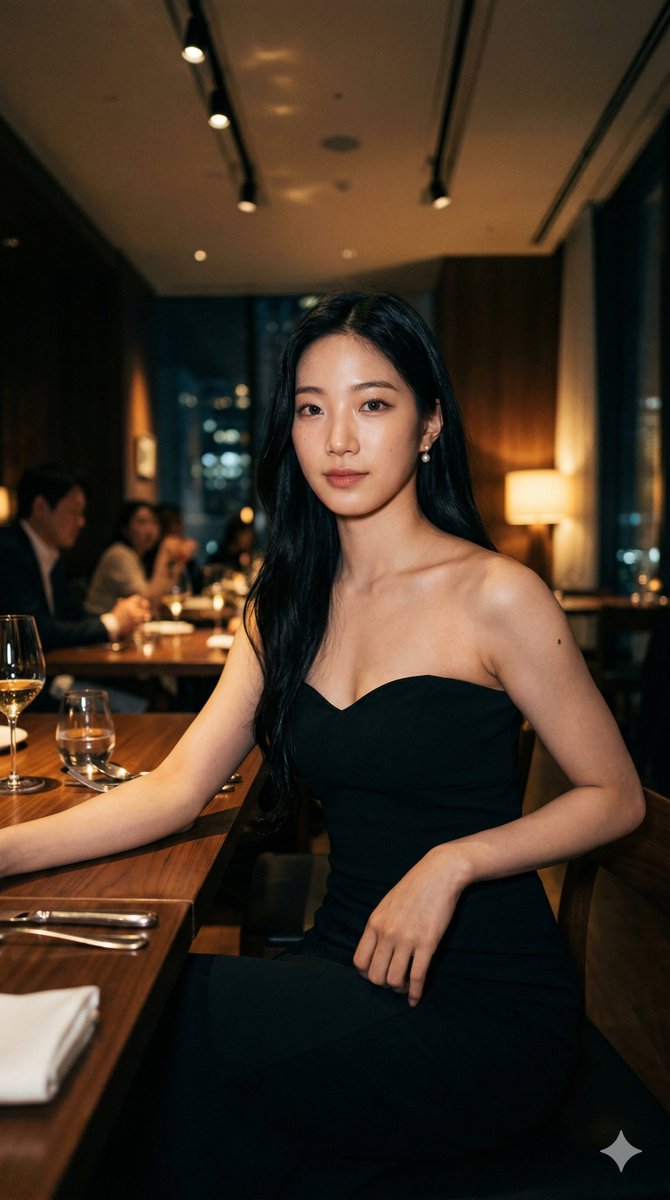 AIBoxBot构图进阶：晚餐约会感的韩系写真少女三连｜NanoBanana 提示词 - AIBoxBot