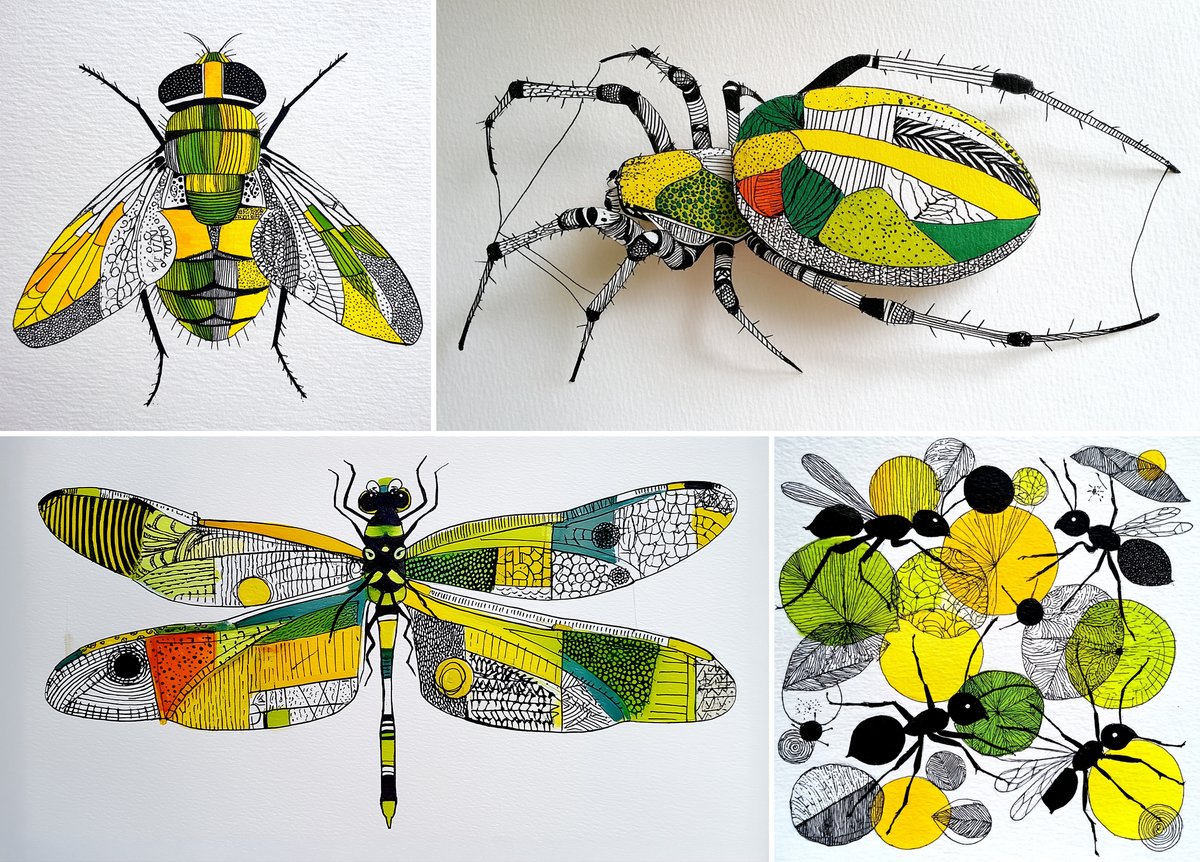 AIBoxBot构图进阶：精致钢笔线稿风格的鲜艳蜘蛛插画｜Midjourney 提示词 - AIBoxBot
