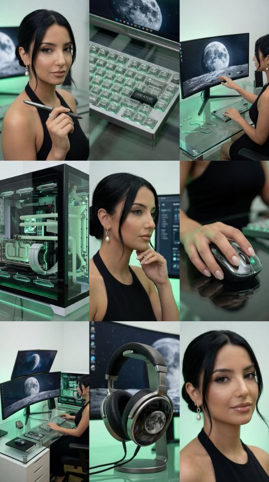 AIBoxBot最新教程：绿色科技感玻璃液体桌面场景 | NanoBanana（附提示词） - AIBoxBot