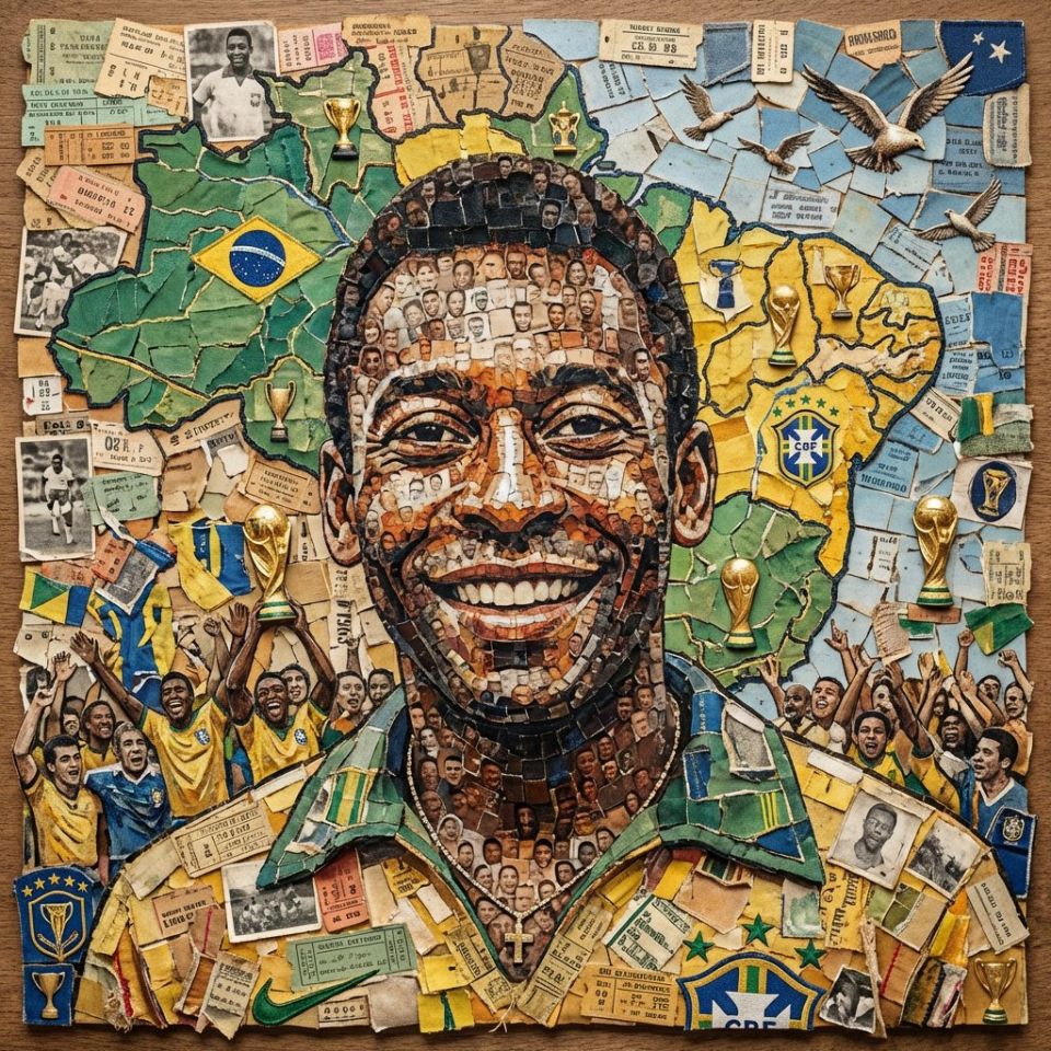 AIBoxBot场景实战：贝利马赛克致敬海报：用碎片拼出传奇｜NanoBanana 构图提示词 - AIBoxBot