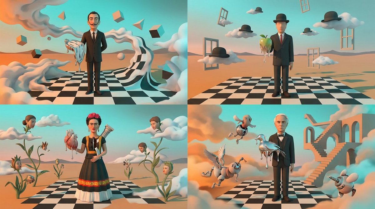 AIBoxBot创作练习：梦境双重曝光：超现实主义画家练习题｜Midjourney 提示词分享 - AIBoxBot