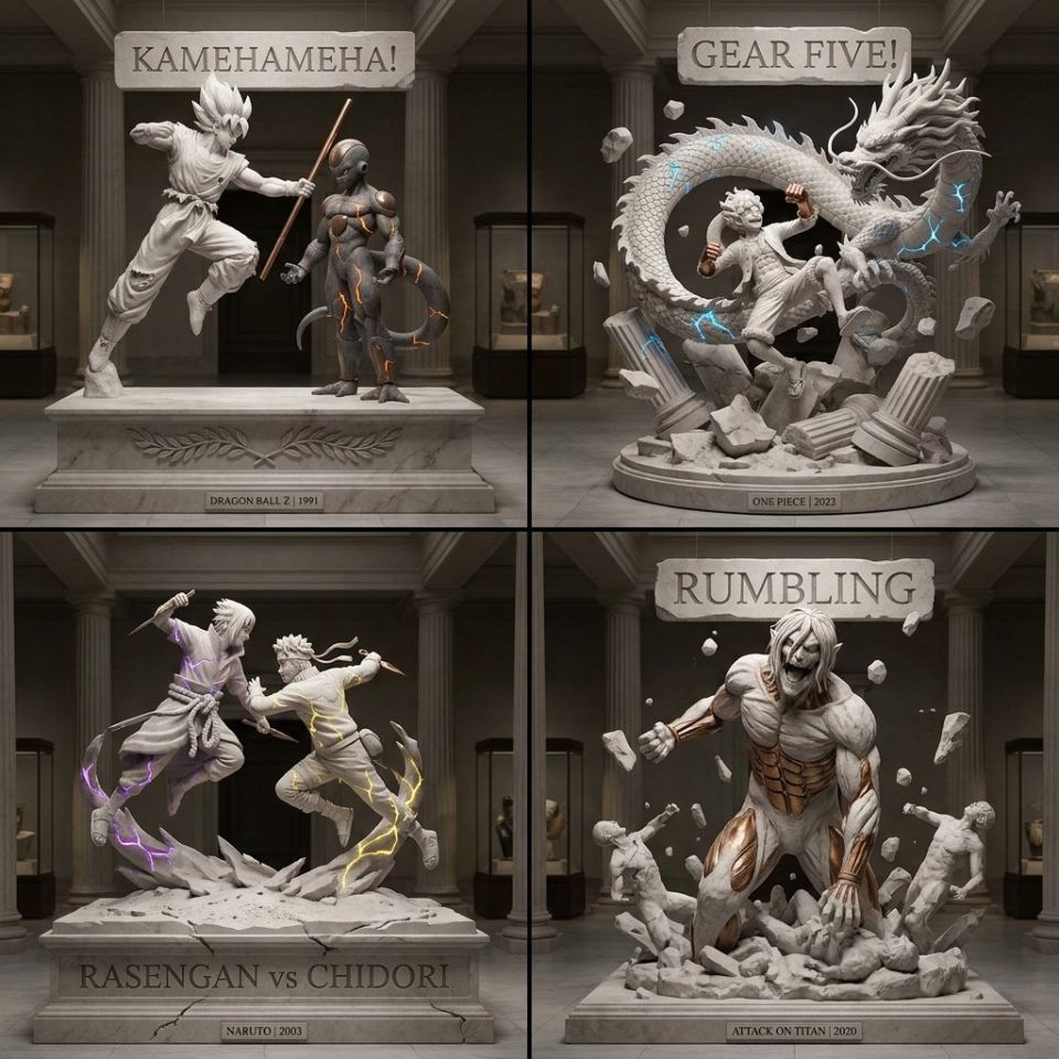 AIBoxBot案例解析：大理石定格的漫画名场面再演绎｜Midjourney 提示词 - AIBoxBot