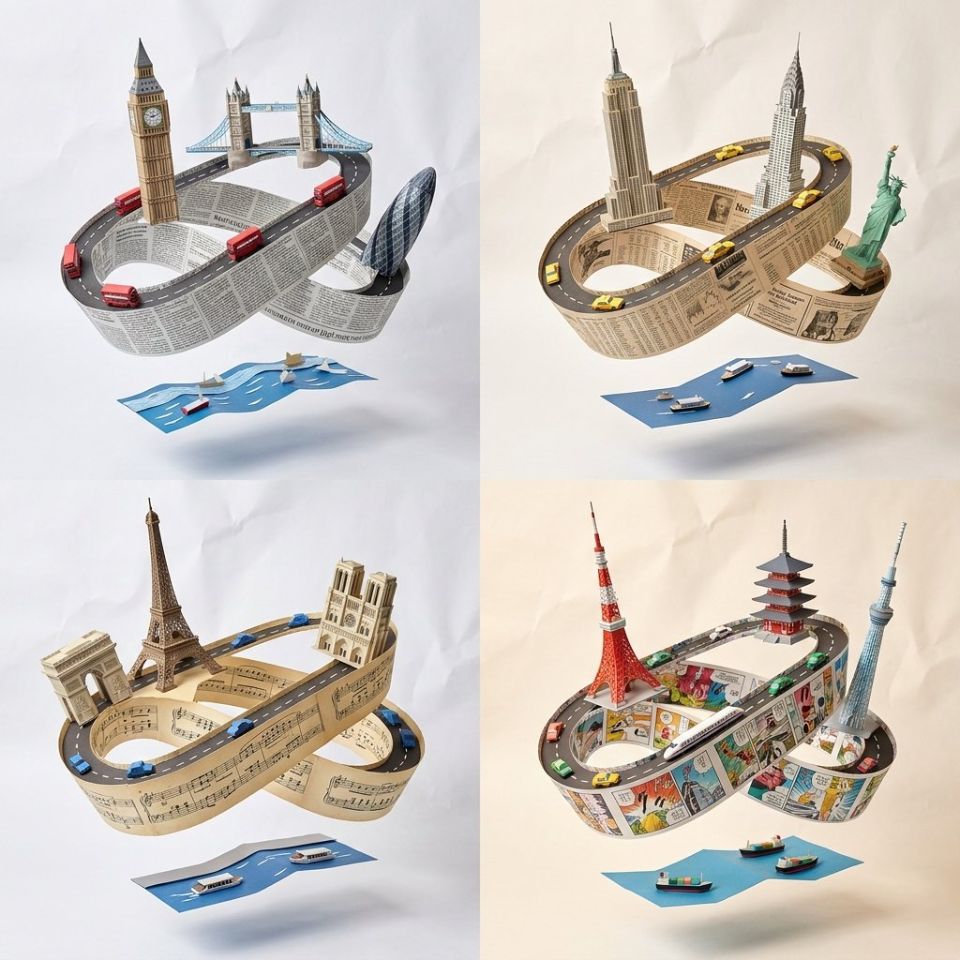 AIBoxBot实战笔记：多彩纸模城市：用 2x2 网格拆解世界名城｜Midjourney 教程 - AIBoxBot