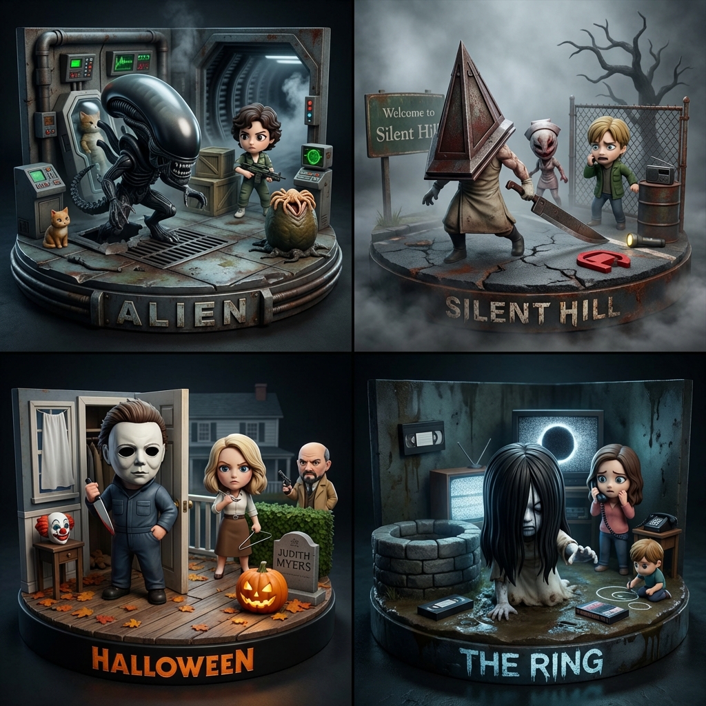 AIBoxBot最新教程：用 NanoBanana 做恐怖片可视化的 2x2 信息图 | NanoBanana（附提示词） - AIBoxBot