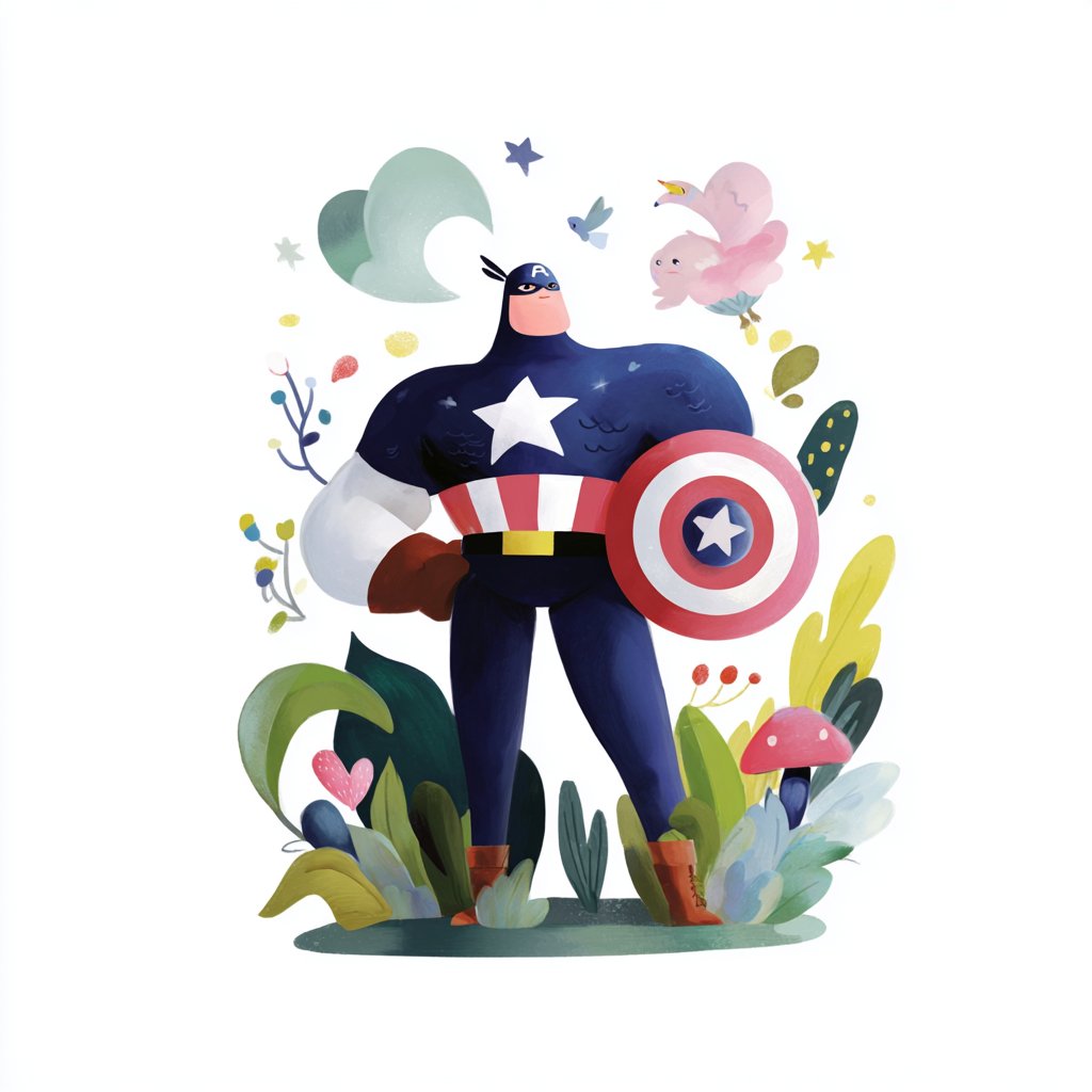 AIBoxBot创作练习：美式漫画 x 写实肌理的美队造型练习｜Midjourney 提示词分享 - AIBoxBot