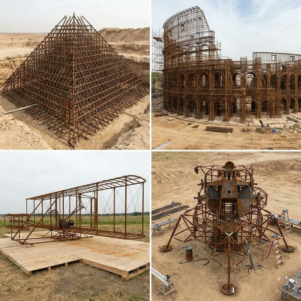 AIBoxBot实战笔记：钢筋艺术可视化：人类四大成就｜NanoBanana 教程 - AIBoxBot